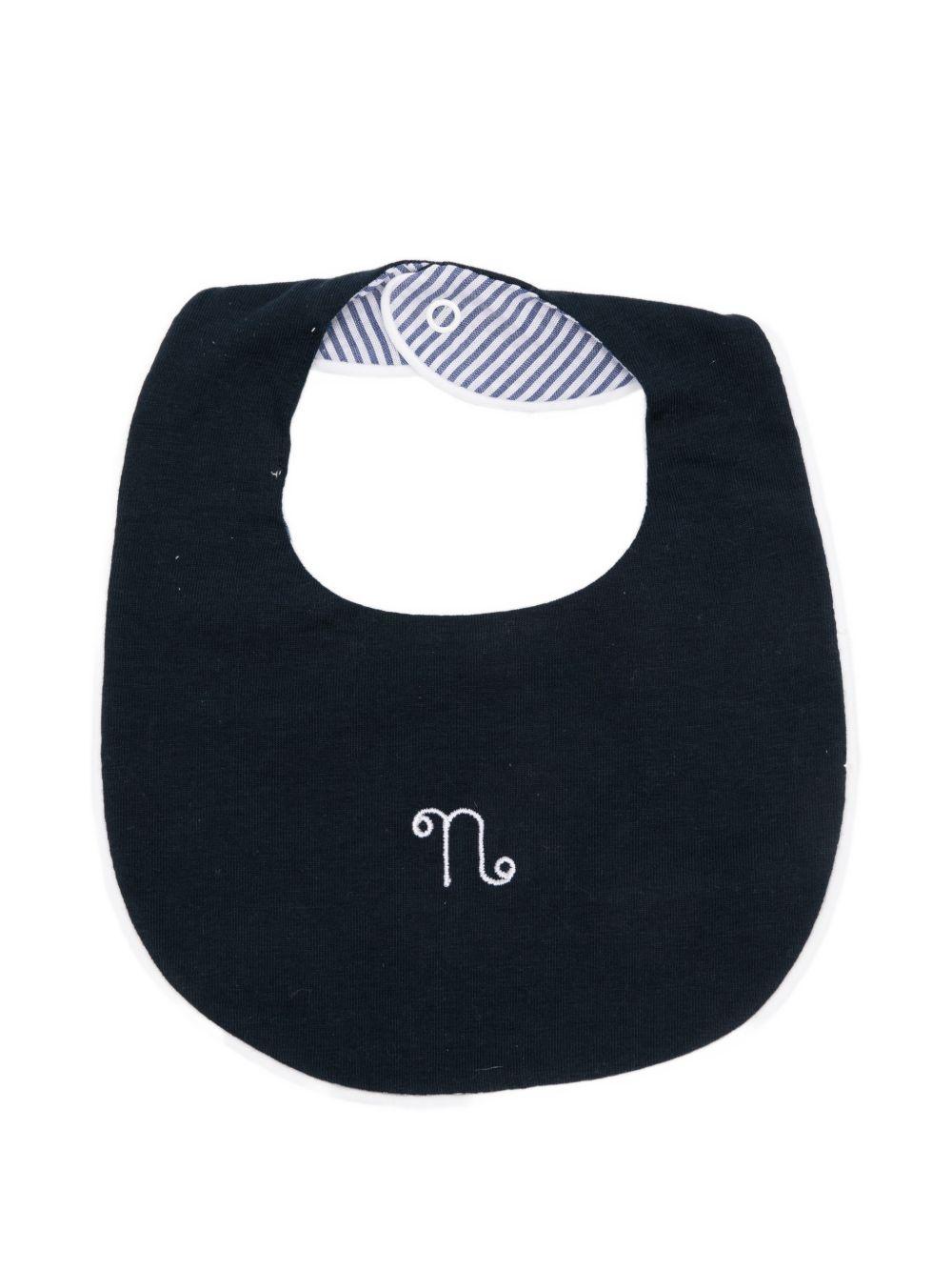 Bavaglino in cotone con fodera rigata E26130 BLU NANAN KIDS 