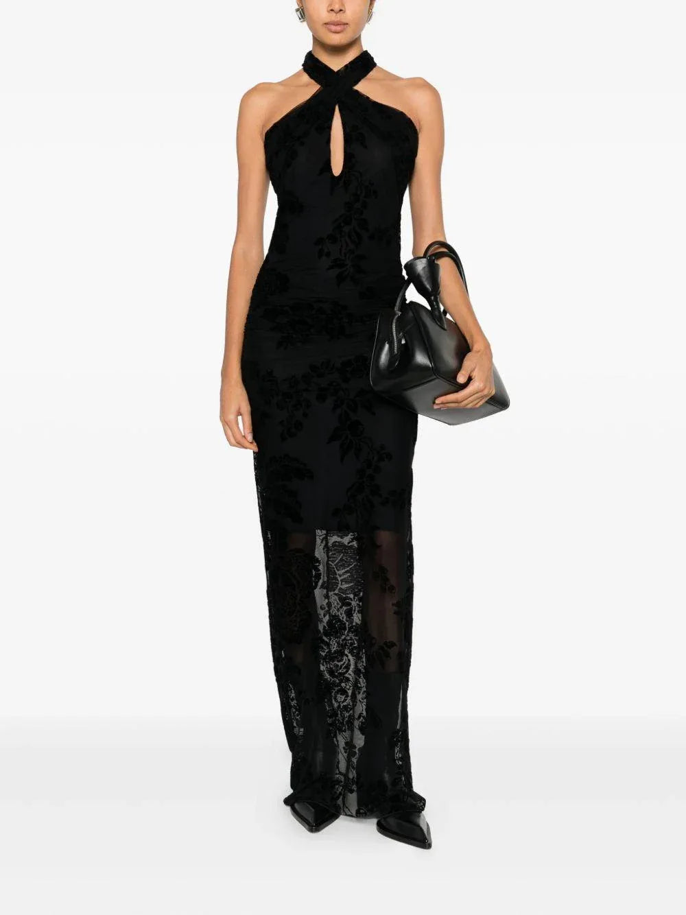 Abito a fiori con scollo allamericana - Preludio Moda