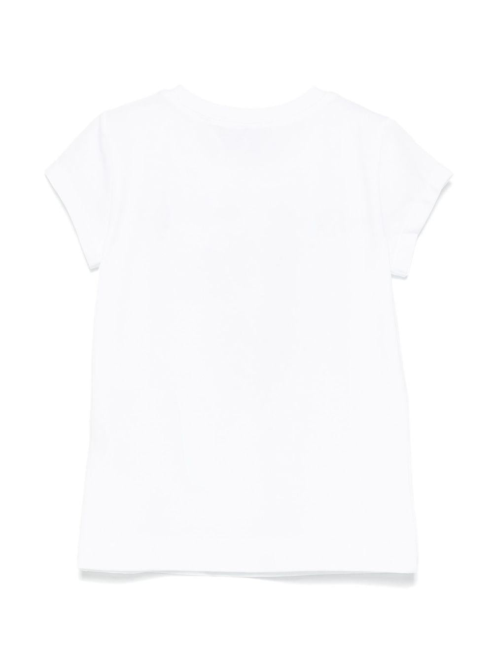 T-shirt bianca con stampa lampone con strass