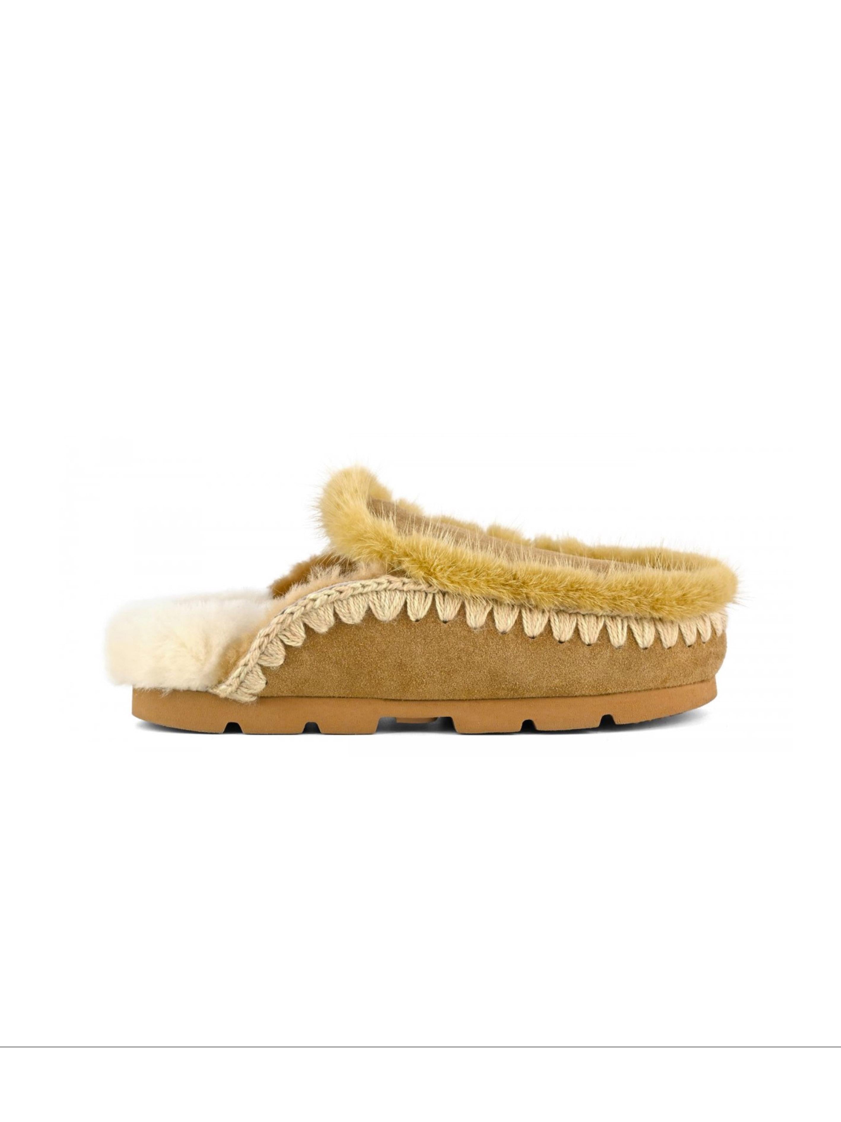 Pantofola winter bio in pelliccia cognac MUFW431004A COG MOU 