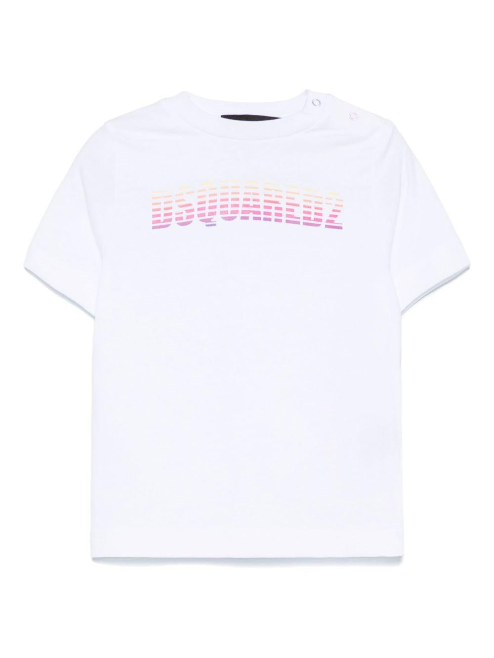 t-shirt bianca logo sfumato neonato