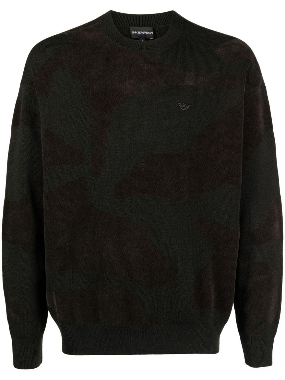 Maglione in ciniglia con intarsio camouflage