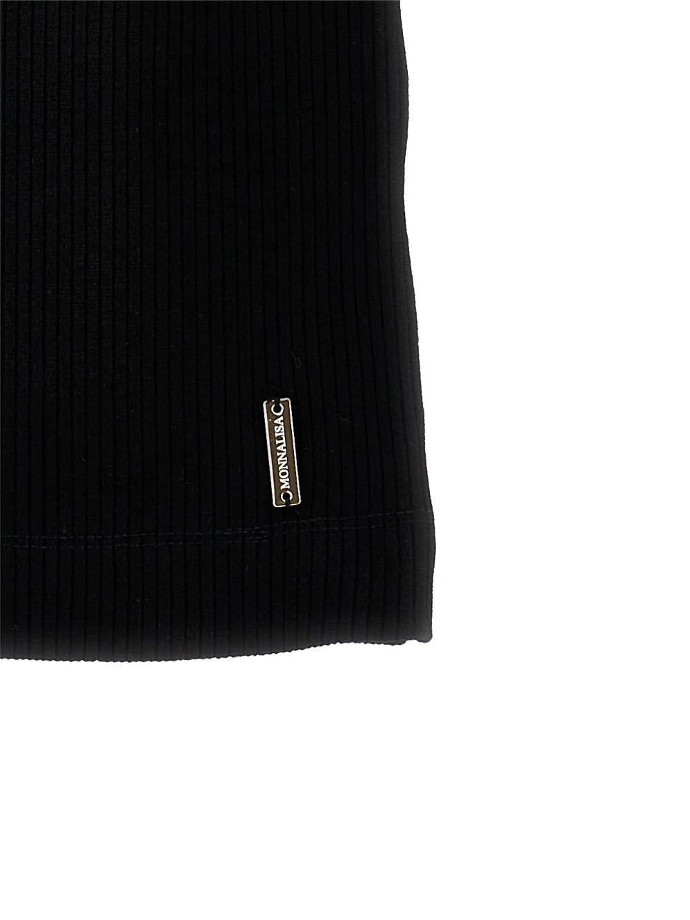 Abito Nero in Maglia a Coste 71F9026214 0050 MONNALISA KIDS 