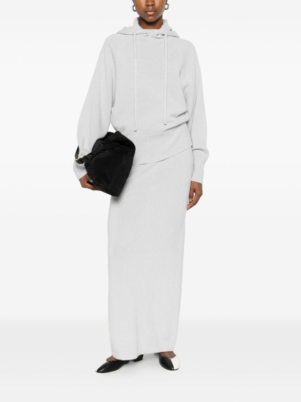 Felpa grigio chiaro con cappuccio e coulisse 252TF3041 12983 TWINSET 