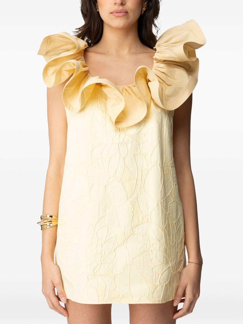 Abito in jacquard floreale con ruche lemonade