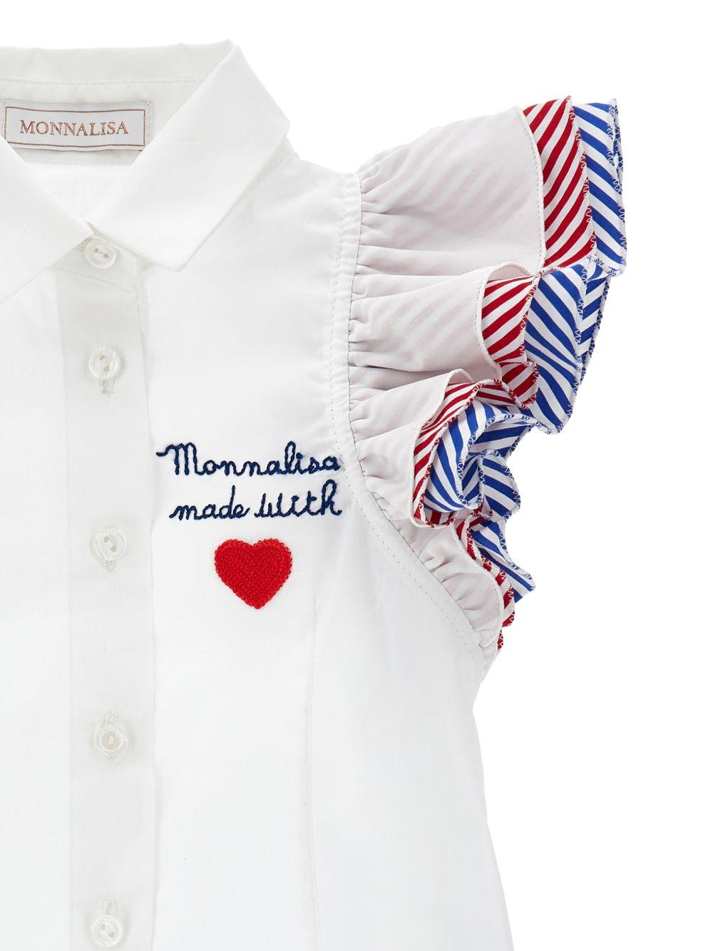 Camicia con maniche a volant e ricamo cuore 11G3007116 0099 MONNALISA KIDS 
