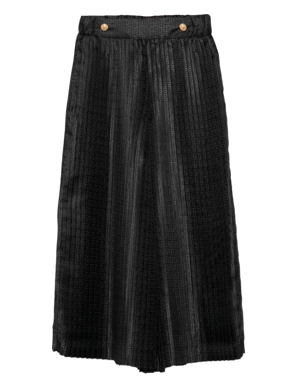 Pantaloni Neri Plissettati con Monogramma BX6B90S0214 930 BALMAIN KIDS 