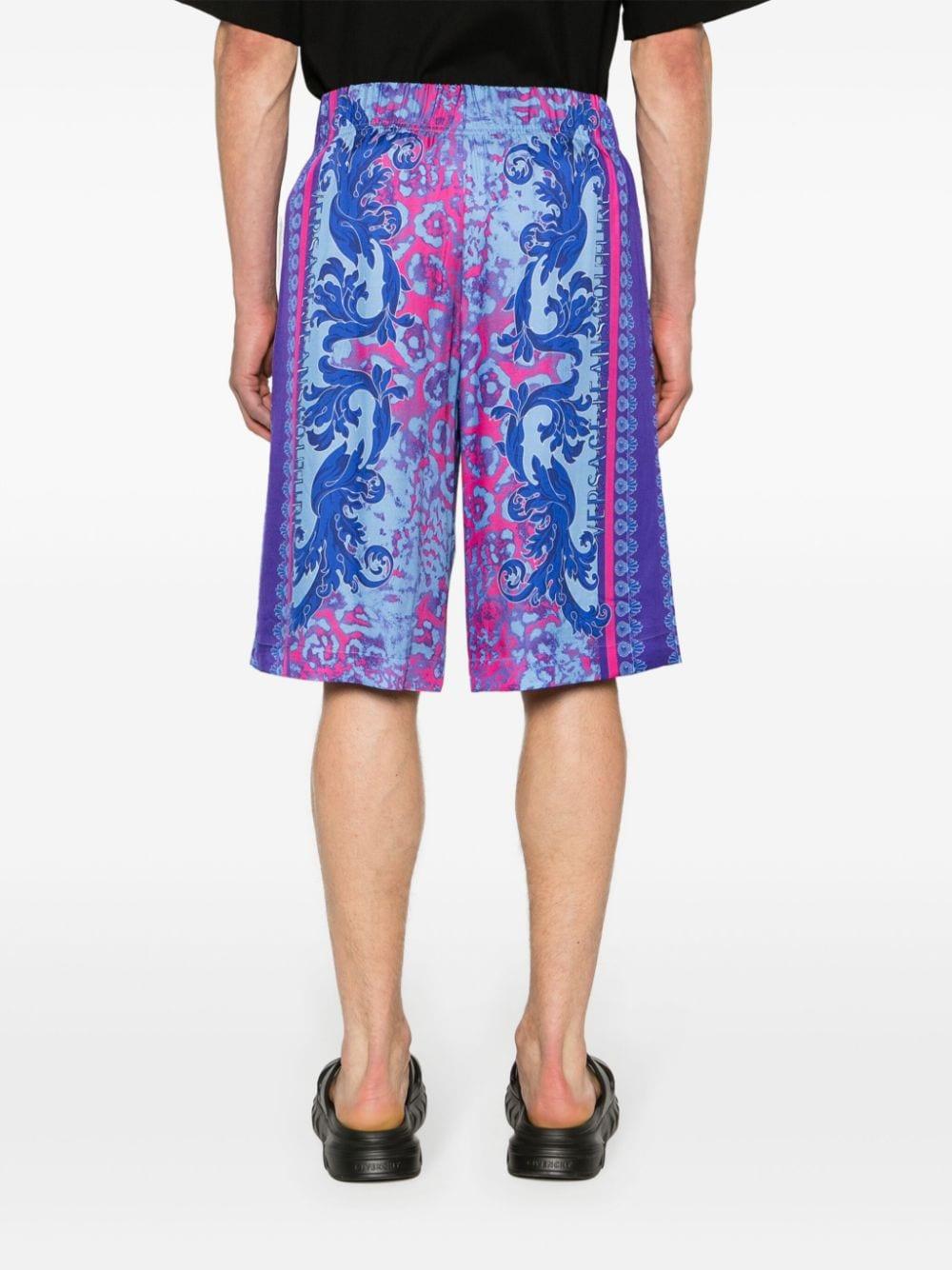 Bermuda stampa barocca celeste/blu/fucsia