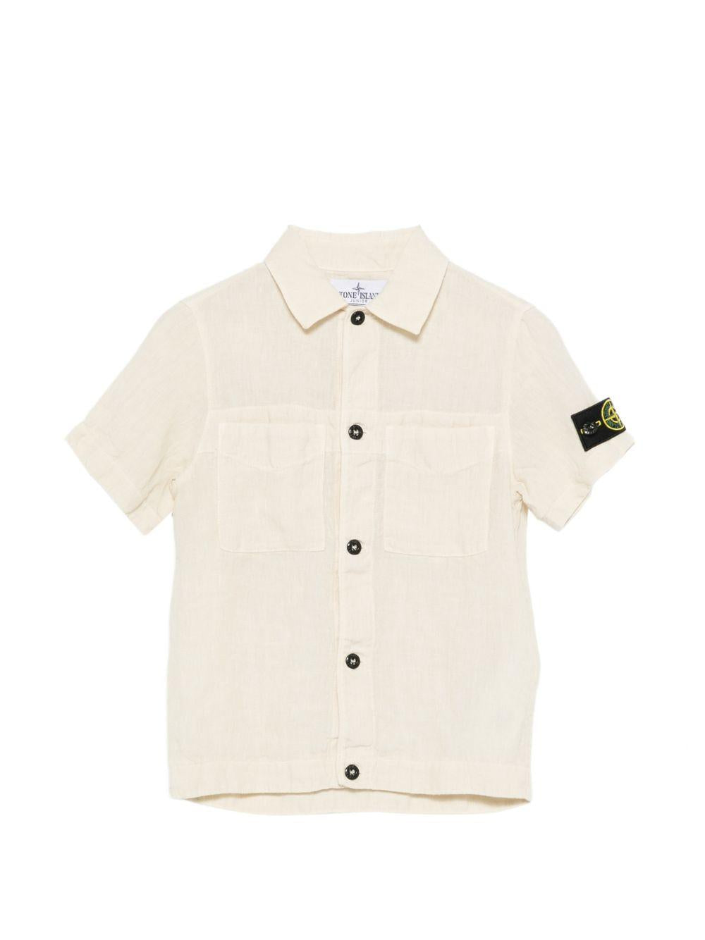Camicia in lino a maniche corte L1S161100001S0145 V0097 STONE ISLAND KIDS 