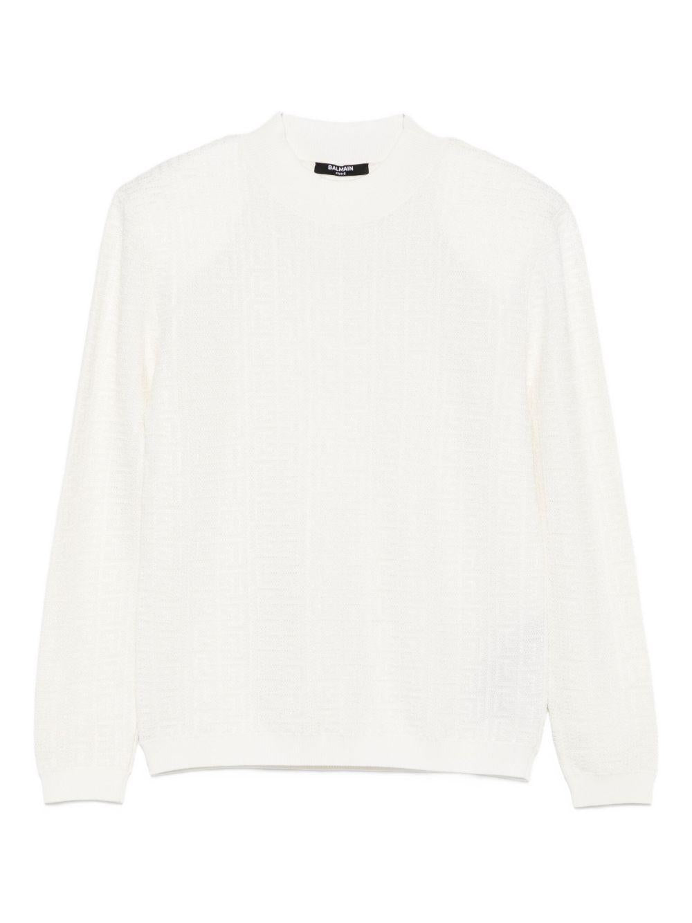 Maglione a Maniche Lunghe con Monogramma BX9A20X0121 100 BALMAIN KIDS 