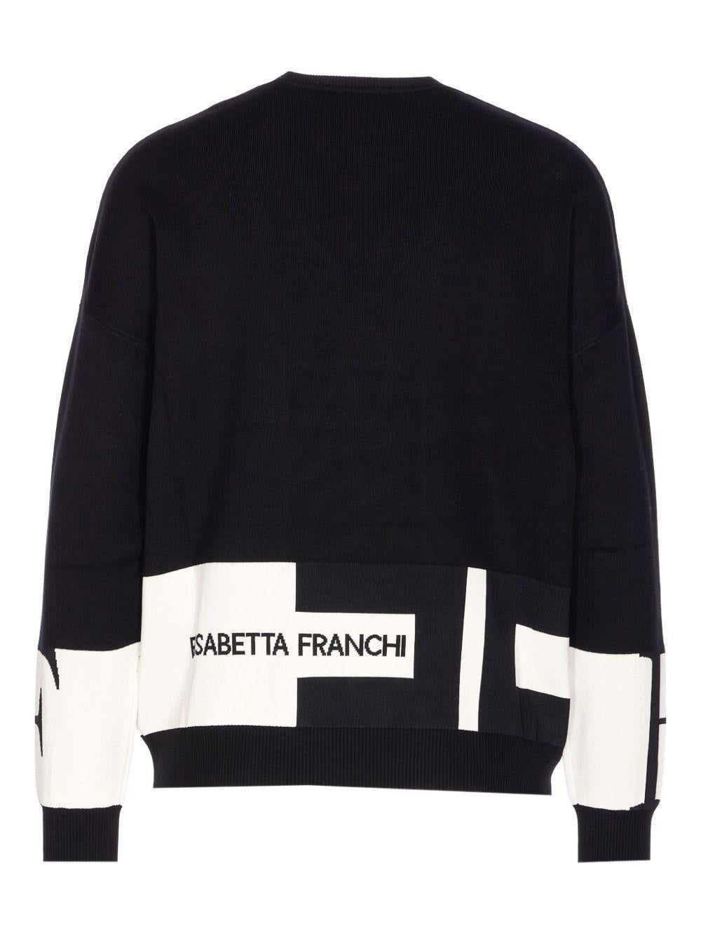 Felpa Nera Girocollo con Maniche Lunghe MK01S56E2 EF3 ELISABETTA FRANCHI 