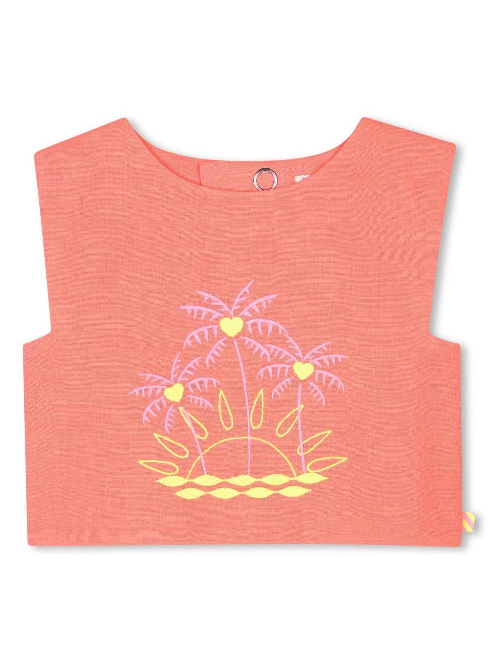 Top arancio con ricami