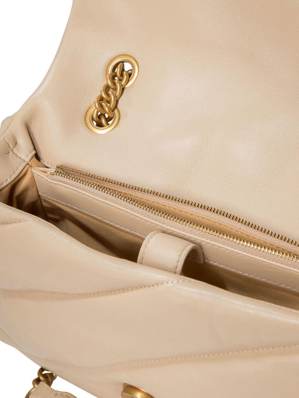 Borsa a Spalla Imbottita in Pelle con Dettagli Oro 100038A0F2 C50Q PINKO 
