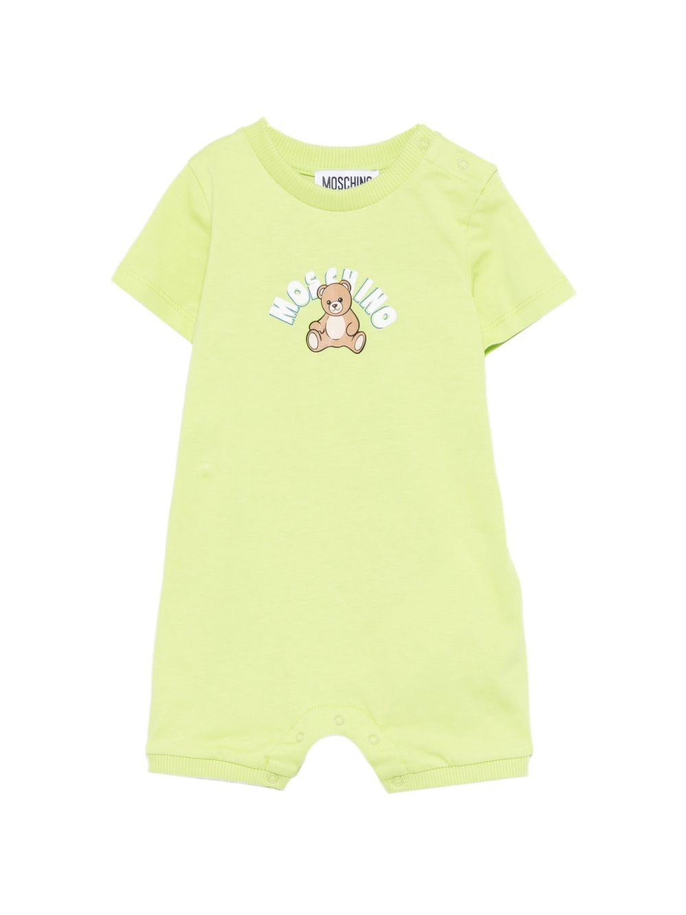 Tutina a maniche corte con stampa MTY022LAA01 30355 MOSCHINO KIDS 