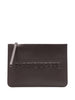 Clutch marrone in pelle con chiusura zip