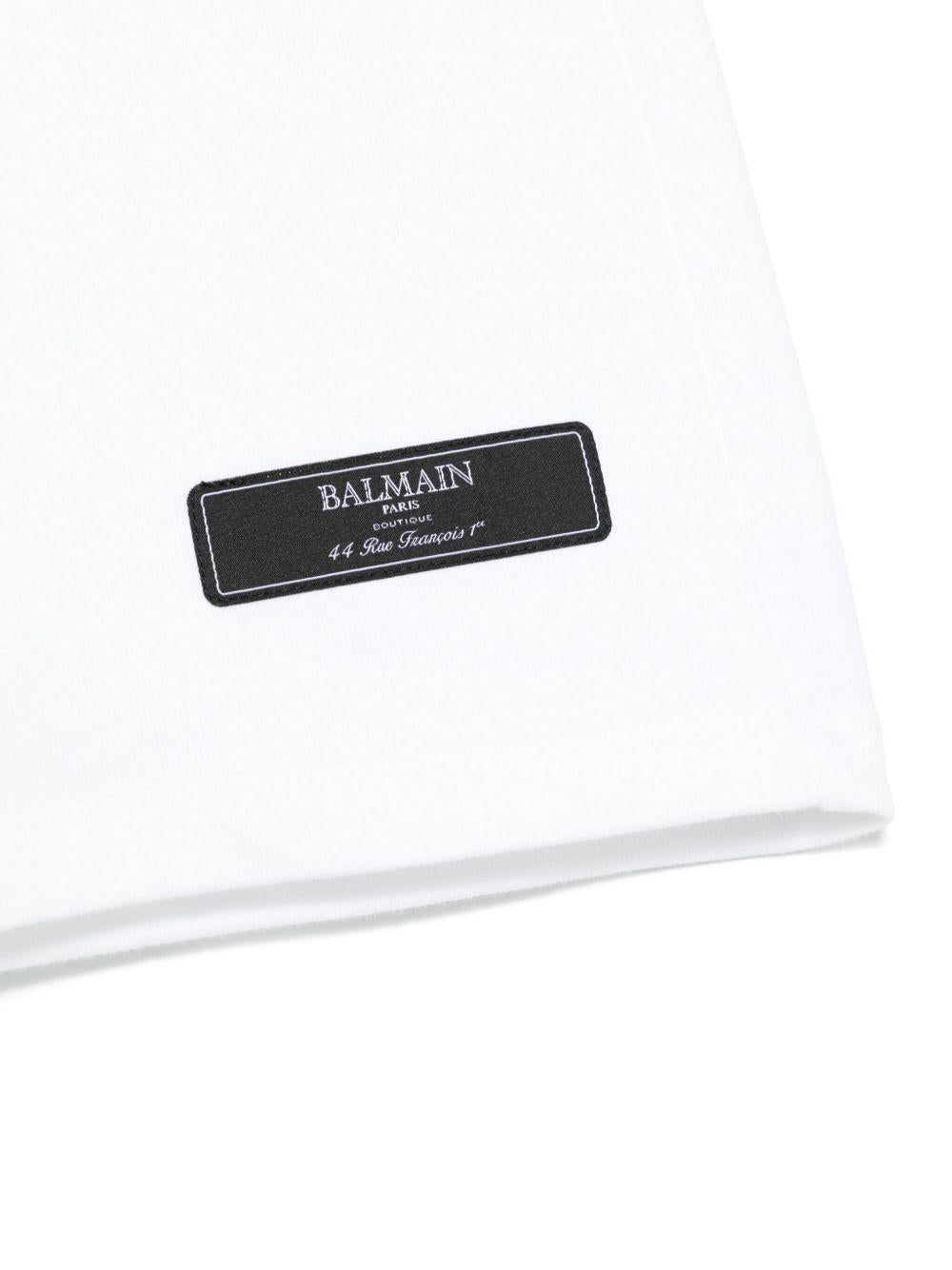 Bermuda bianco patch logo frontale BW6P29Z0114 100 BALMAIN KIDS 
