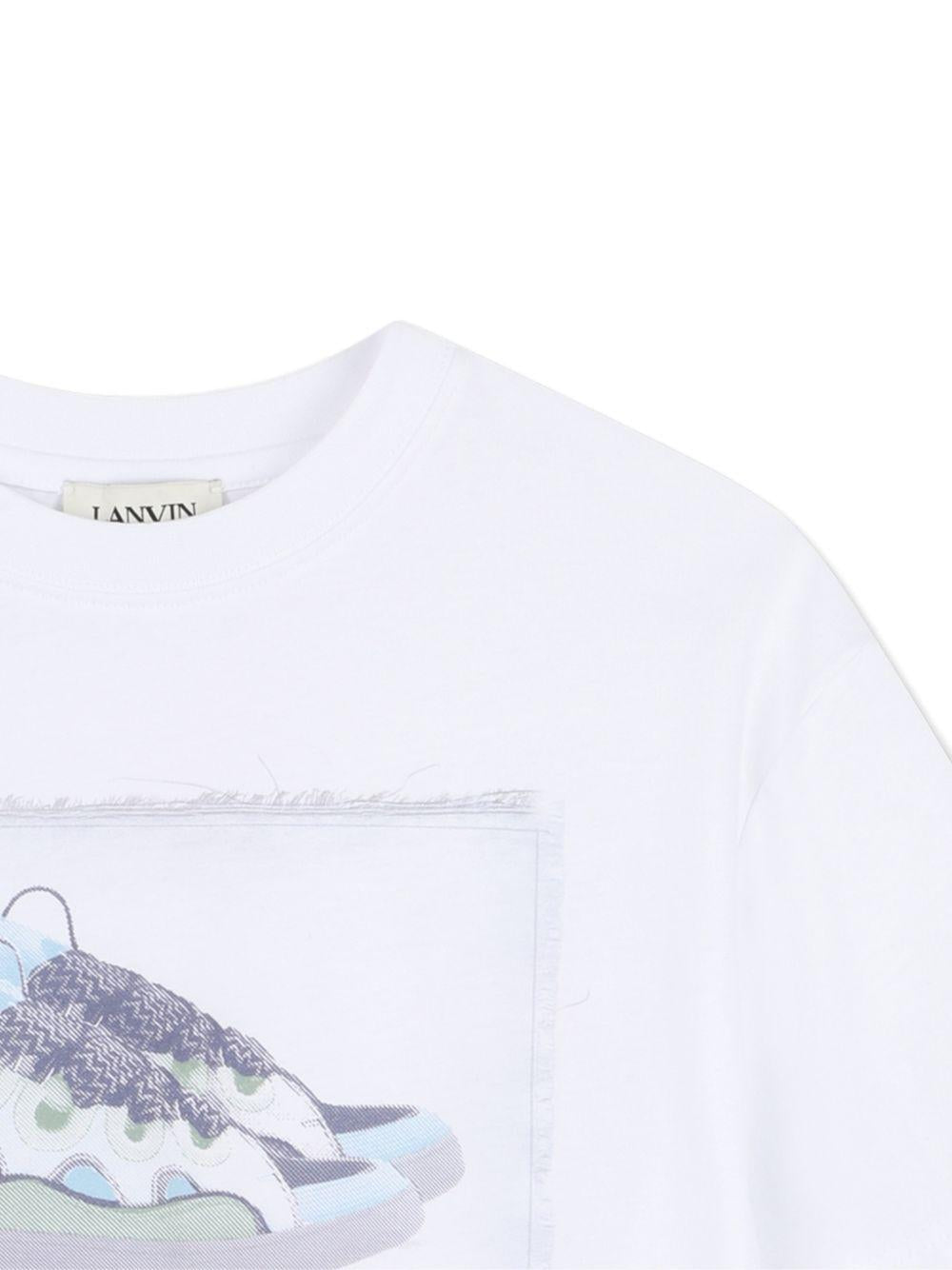 T-shirt in cotone con stampa sneakers N30359 10P LANVIN KIDS 