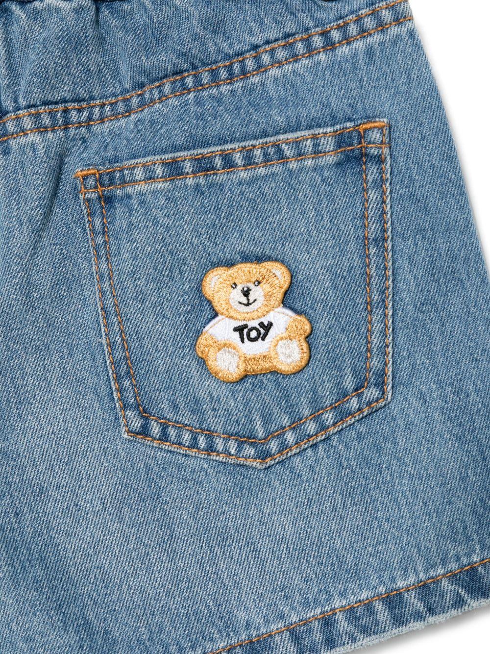Short denim mini teddy ricamo