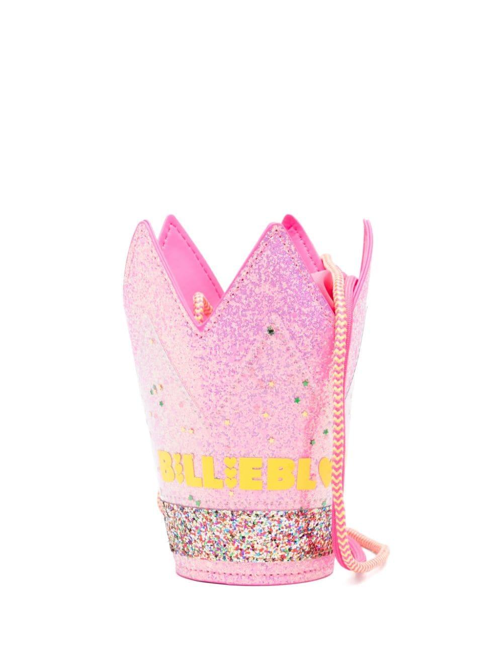 Borsa rosa a corona glitter all-over