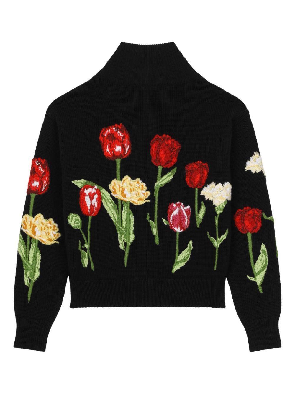 Cardigan blu notte ricami floreali