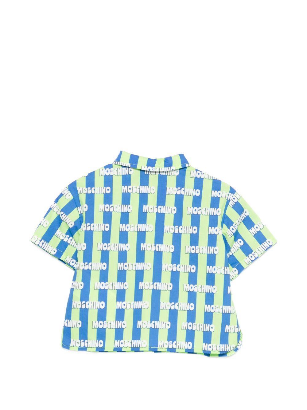 Camicia a righe con logo stampato MUC01MLLB59 83676 MOSCHINO KIDS 
