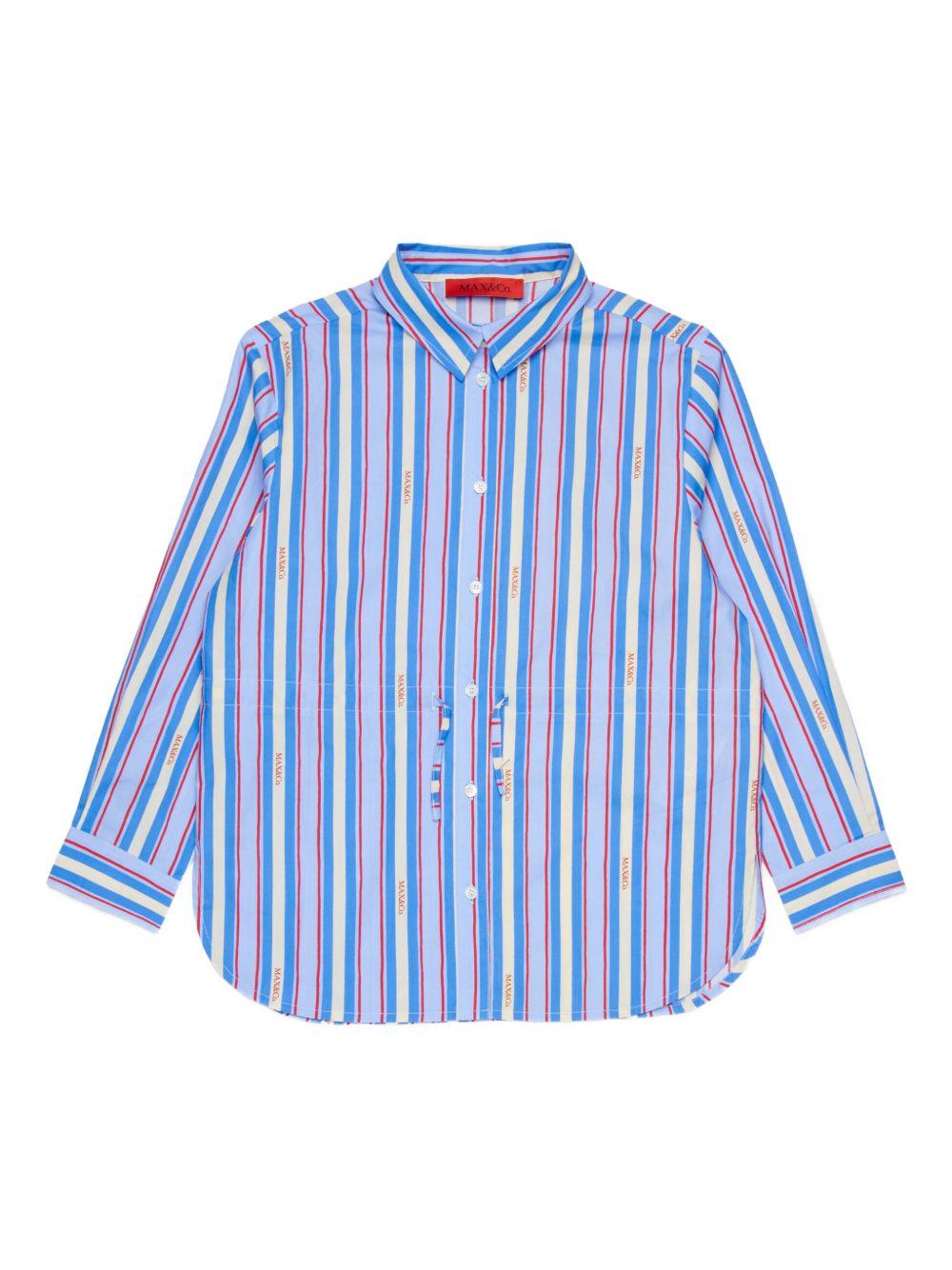 Camicia a righe in cotone con colletto MX0291MX01E MX804 MAX&CO. KIDS 