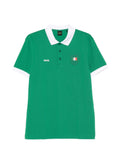 Polo in cotone con colletto bianco