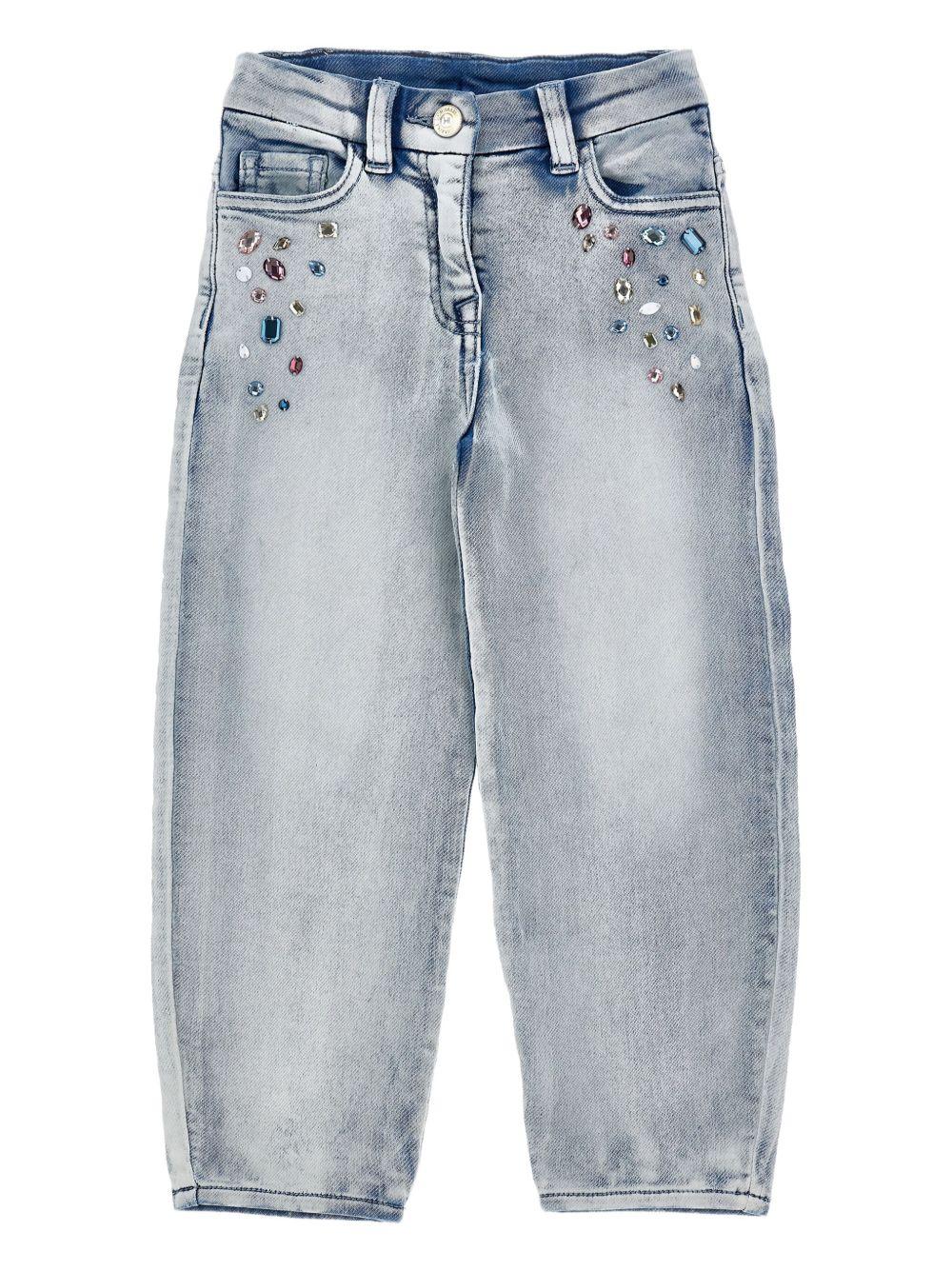 Jeans Azzurri con Gemme 19F4036042 0062 MONNALISA KIDS 