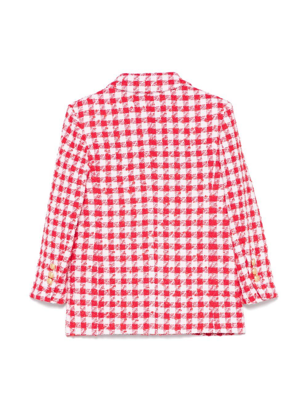 Giacca doppiopetto a quadri tartan rossa/bianca