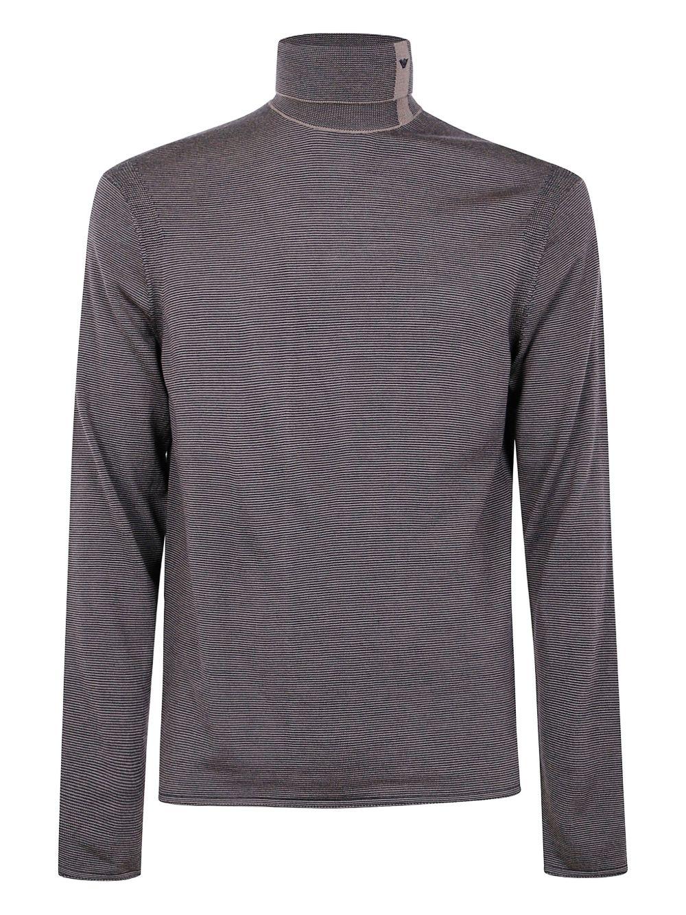 Maglione marrone a dolcevita con strisce orizzontali EM002025AF14195 F6124 EMPORIO ARMANI 