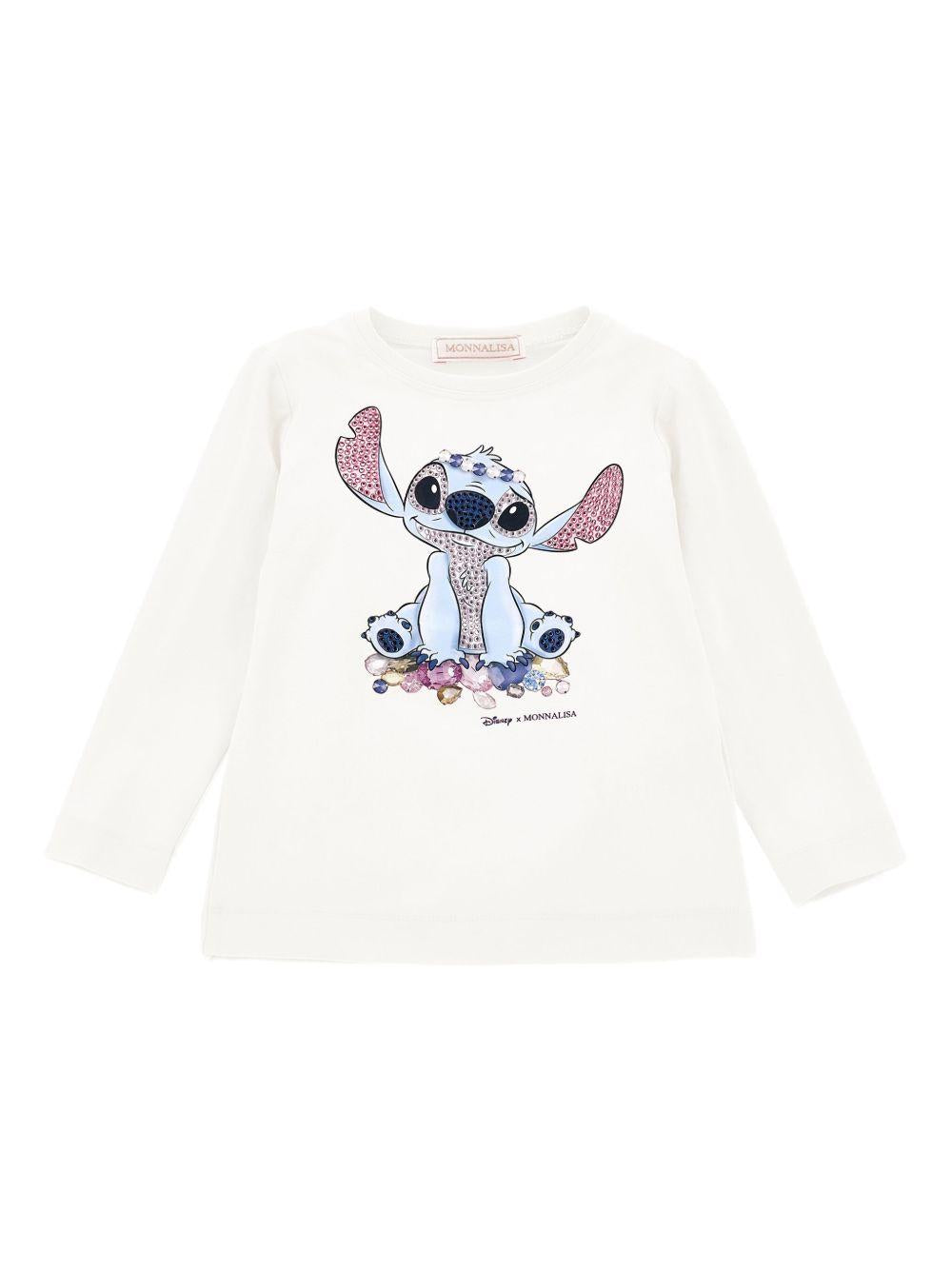 T-shirt Bianca con Grafica Frontale e Retro 19F6106013 0001 MONNALISA KIDS 