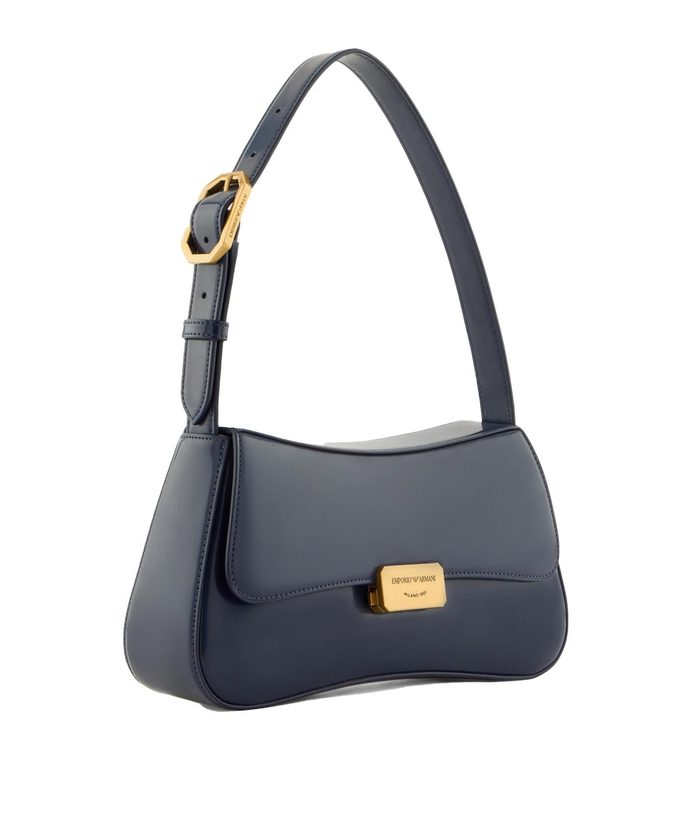 Borsa a spalla blu notte finish lucido