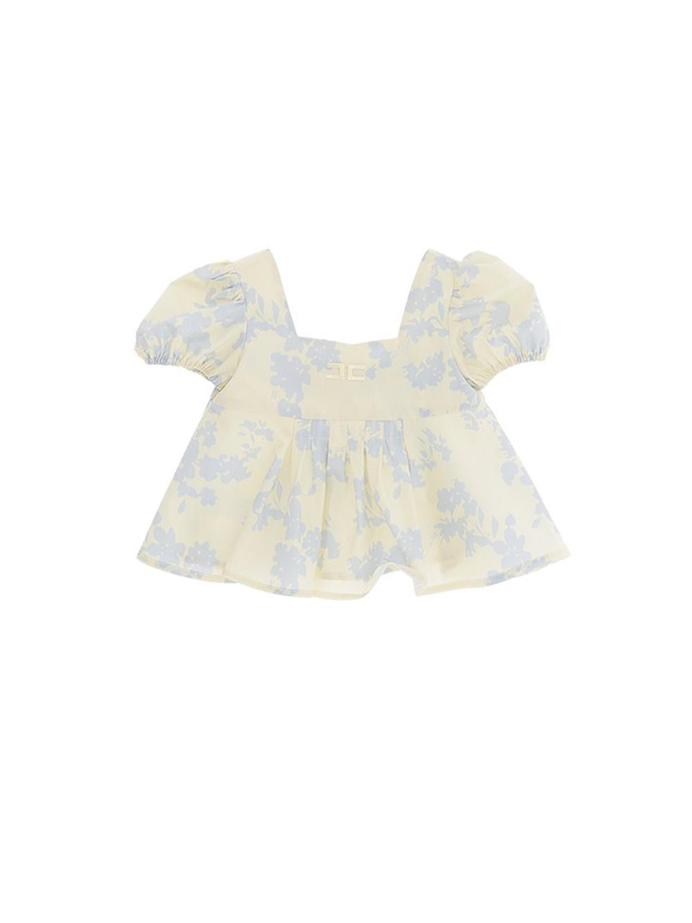Top lemonade con stampa floreale azzurra neonata