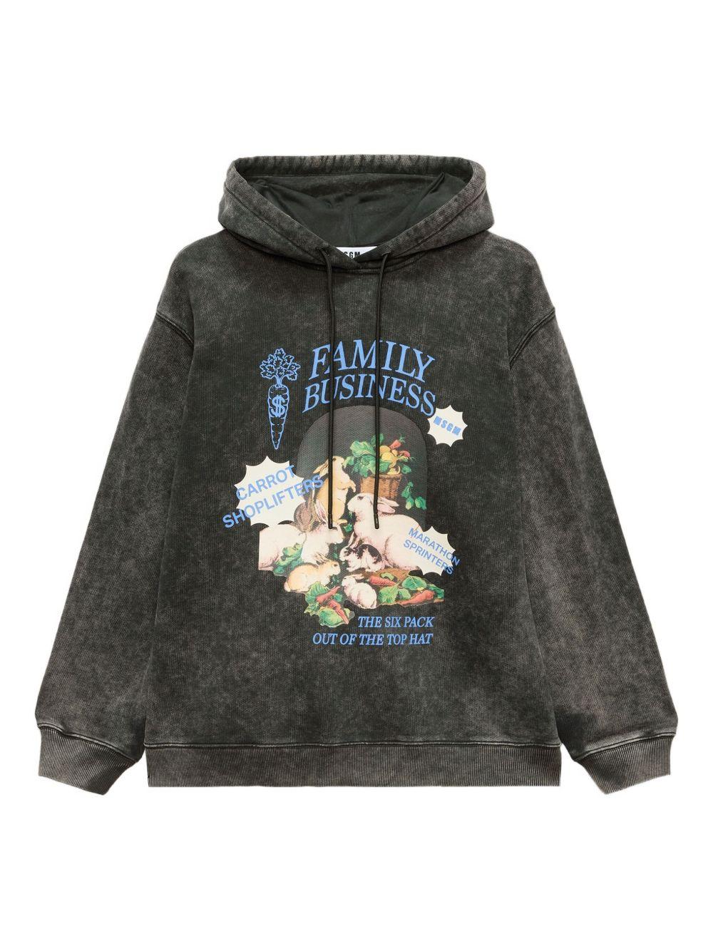 Felpa nera con cappuccio e stampa grafica 3941MDM111SE257584 99 MSGM 
