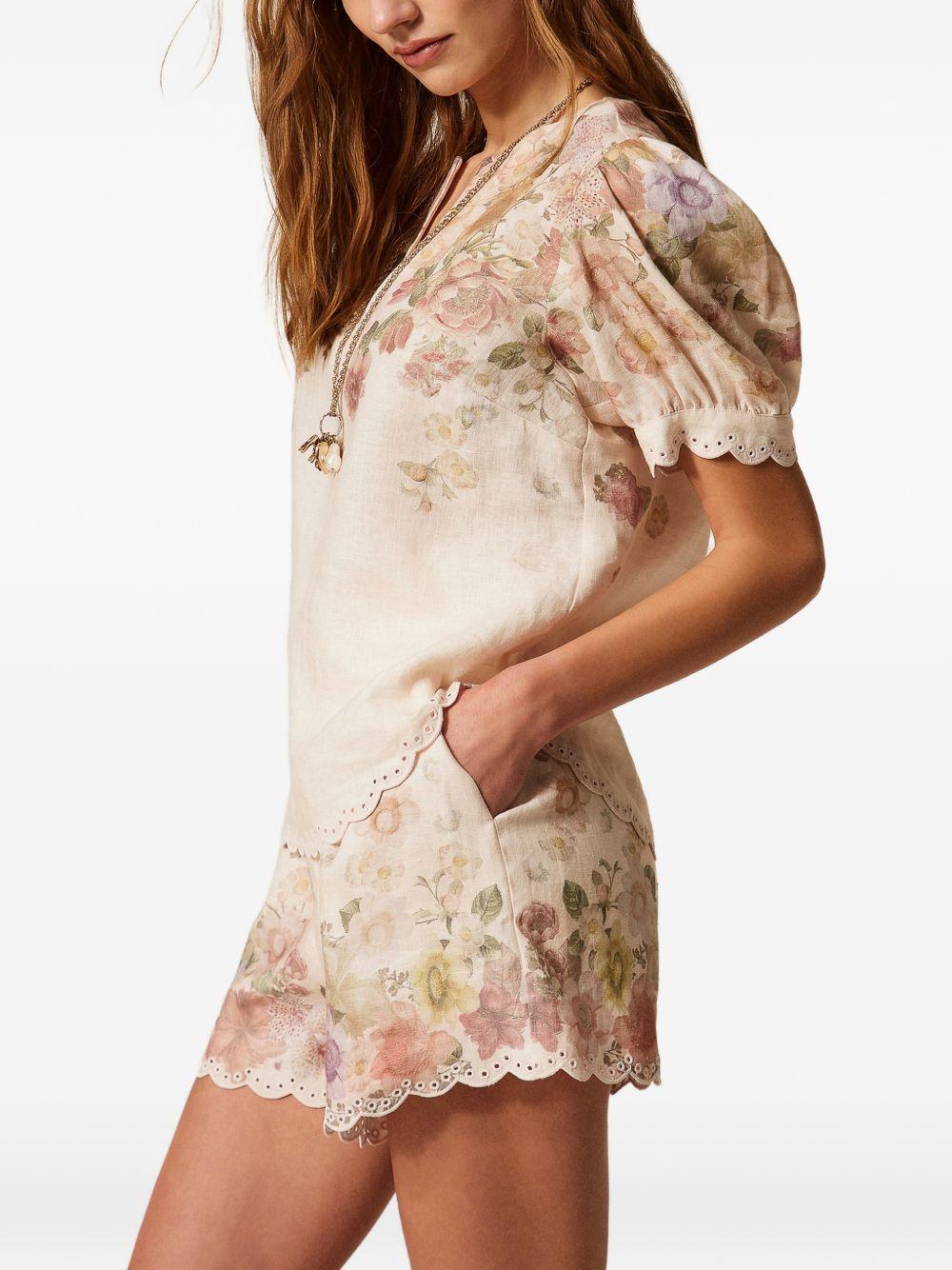 Blusa in lino con stampa floreale 261TT2573 13588 TWINSET 