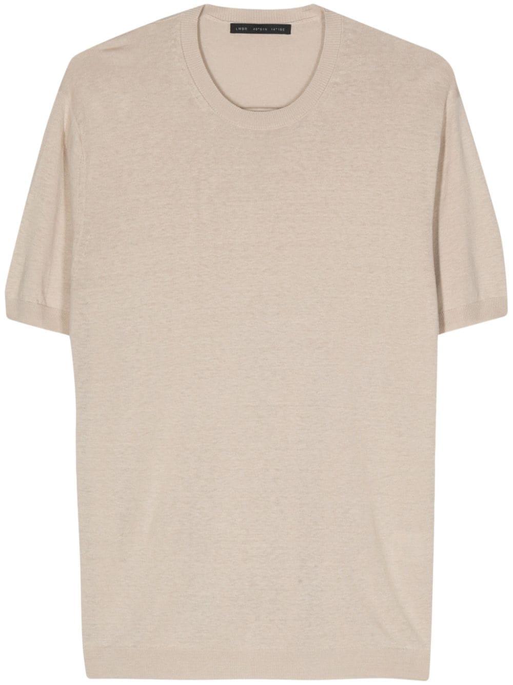 T-shirt in maglia  beige seta/lino L1MSS246670 A028 LOW BRAND 