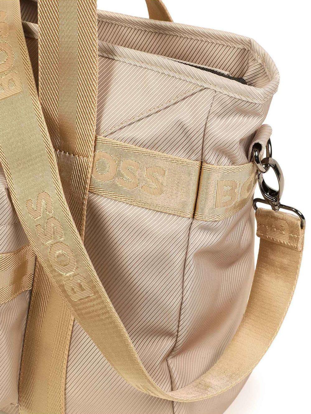 Borsa mamma beige con fasce logate