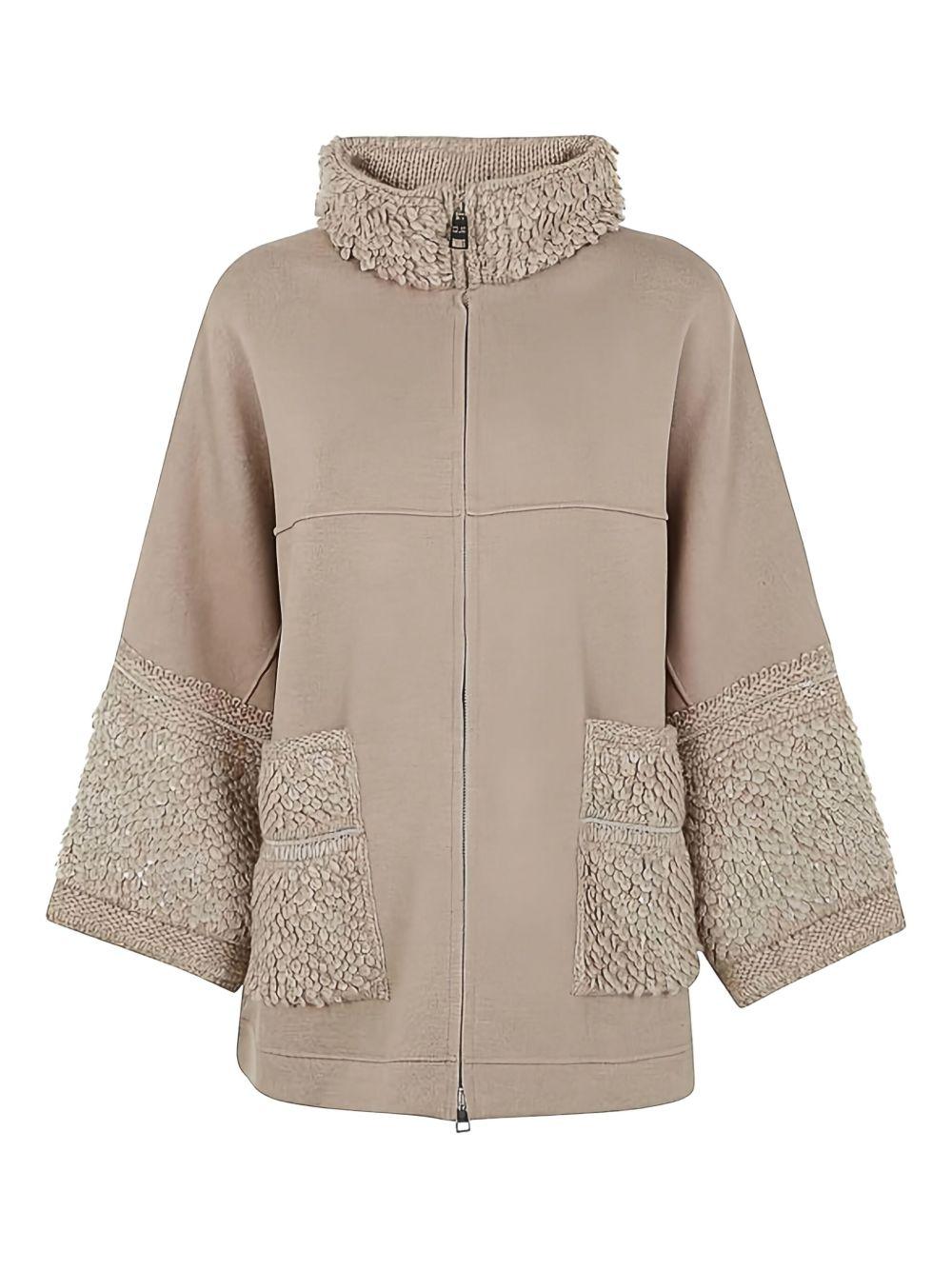 Giacca Beige con Ruches e Zip Frontale 59451 7NOCC D.EXTERIOR 