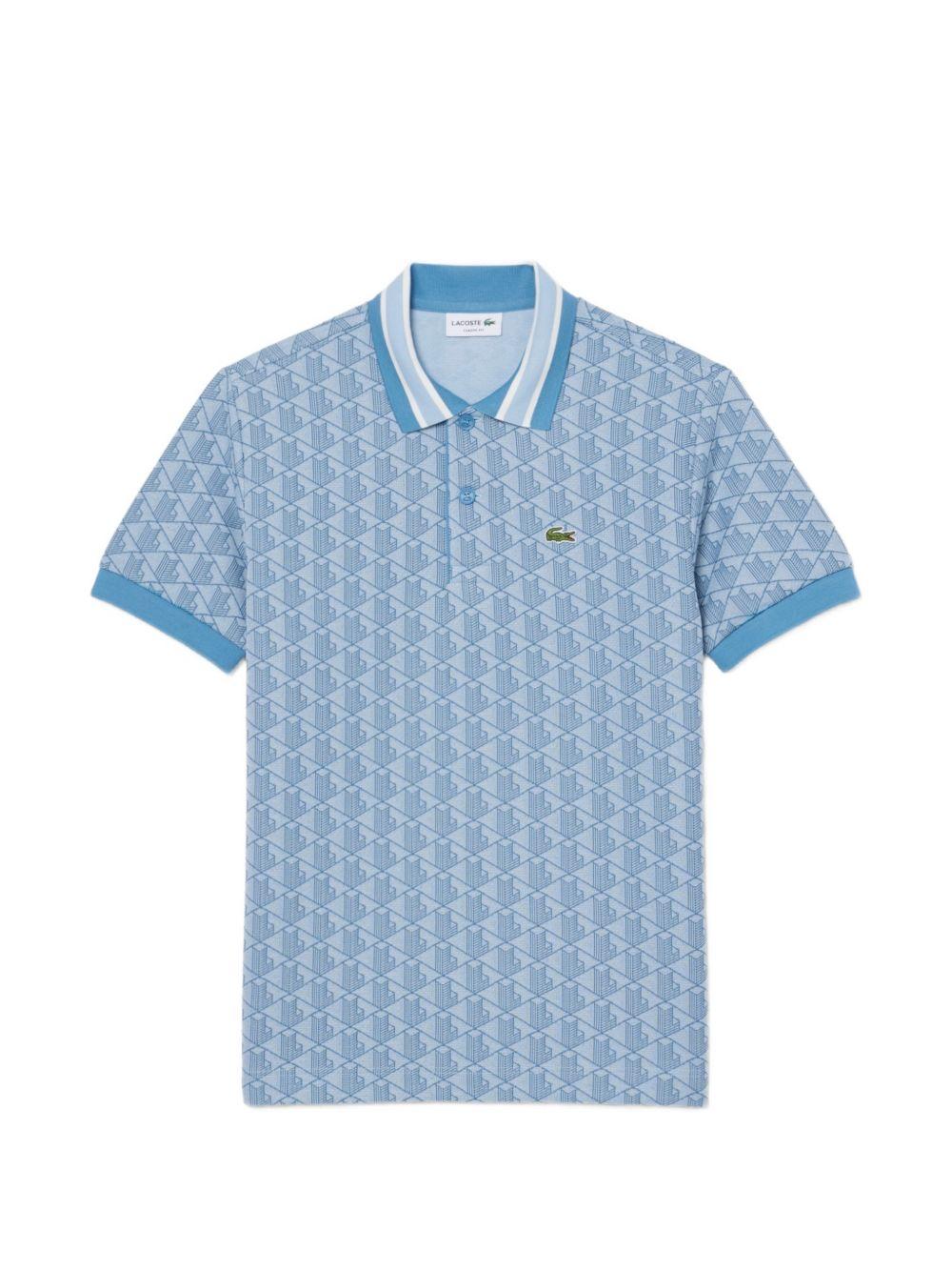Polo in poliestere e cotone con motivo geometrico DH1417 1QI LACOSTE 