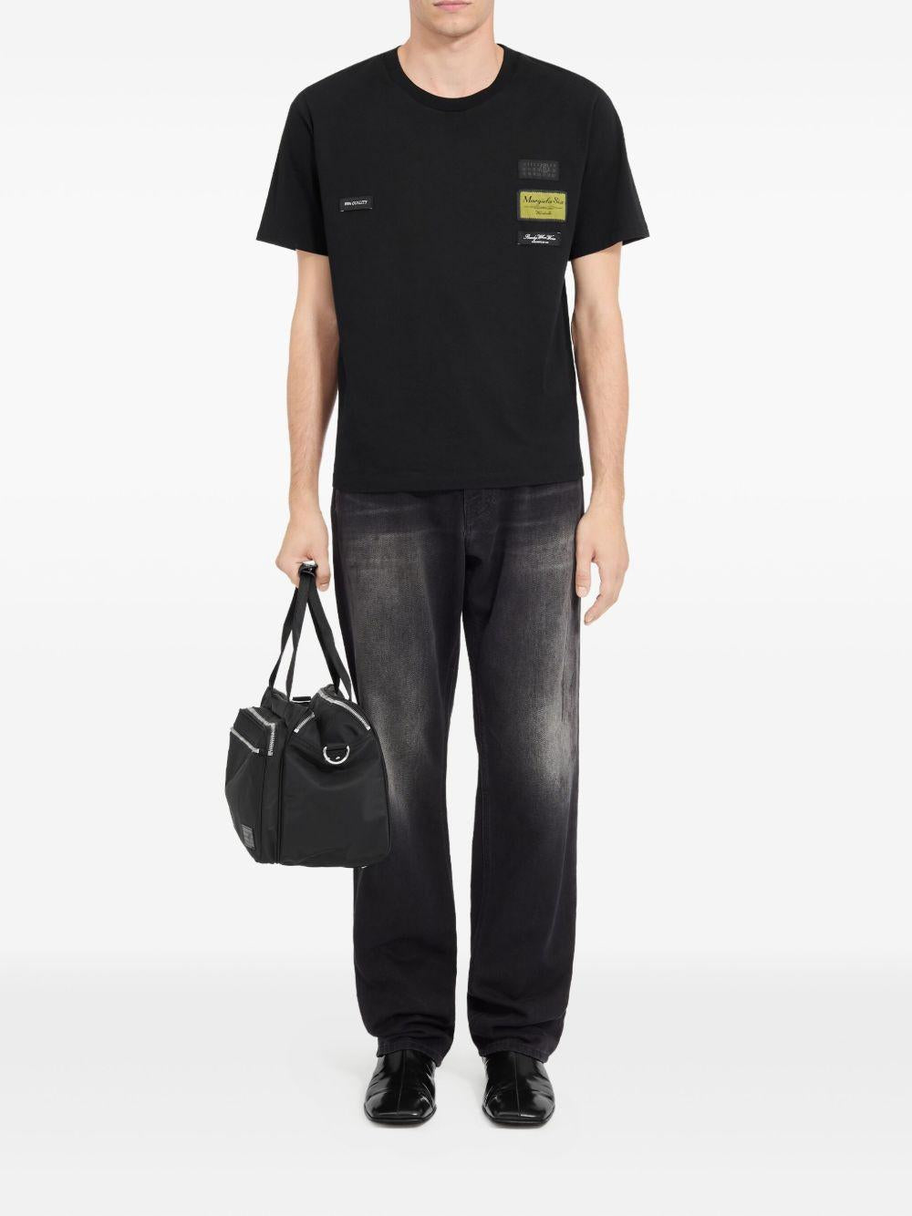 T-shirt in cotone con patch applicate SH0GC0069S24311 900 MM6 MAISON MARGIELA 
