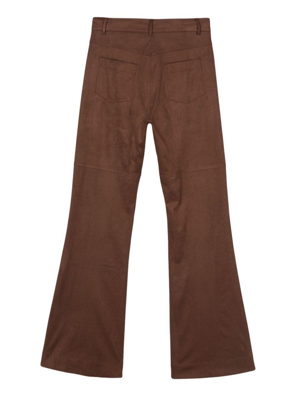 Pantalone marrone in pelle scamosciata