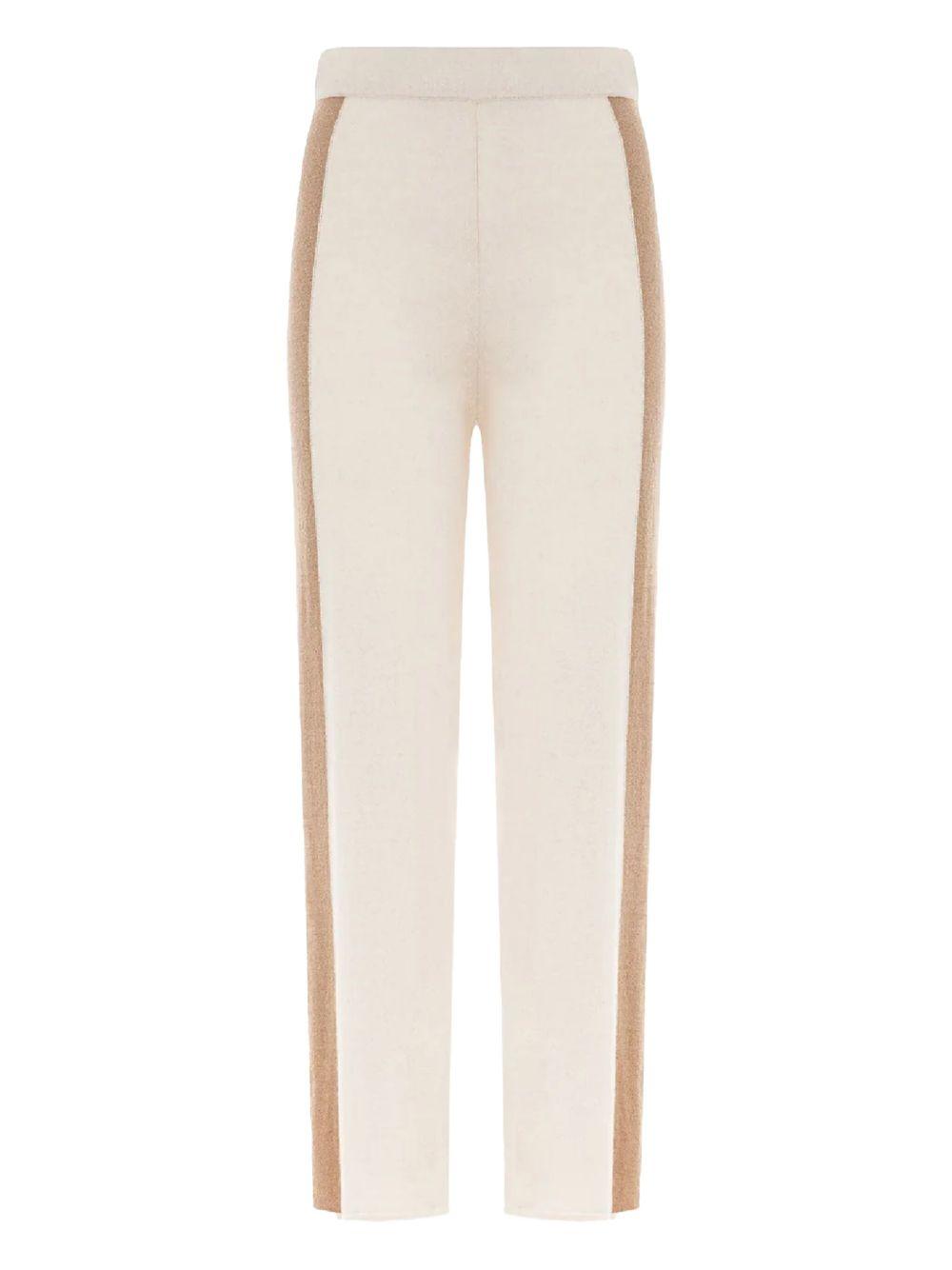 Pantalone panna con bande laterali cammello PTKD03004 V3 AKEP 
