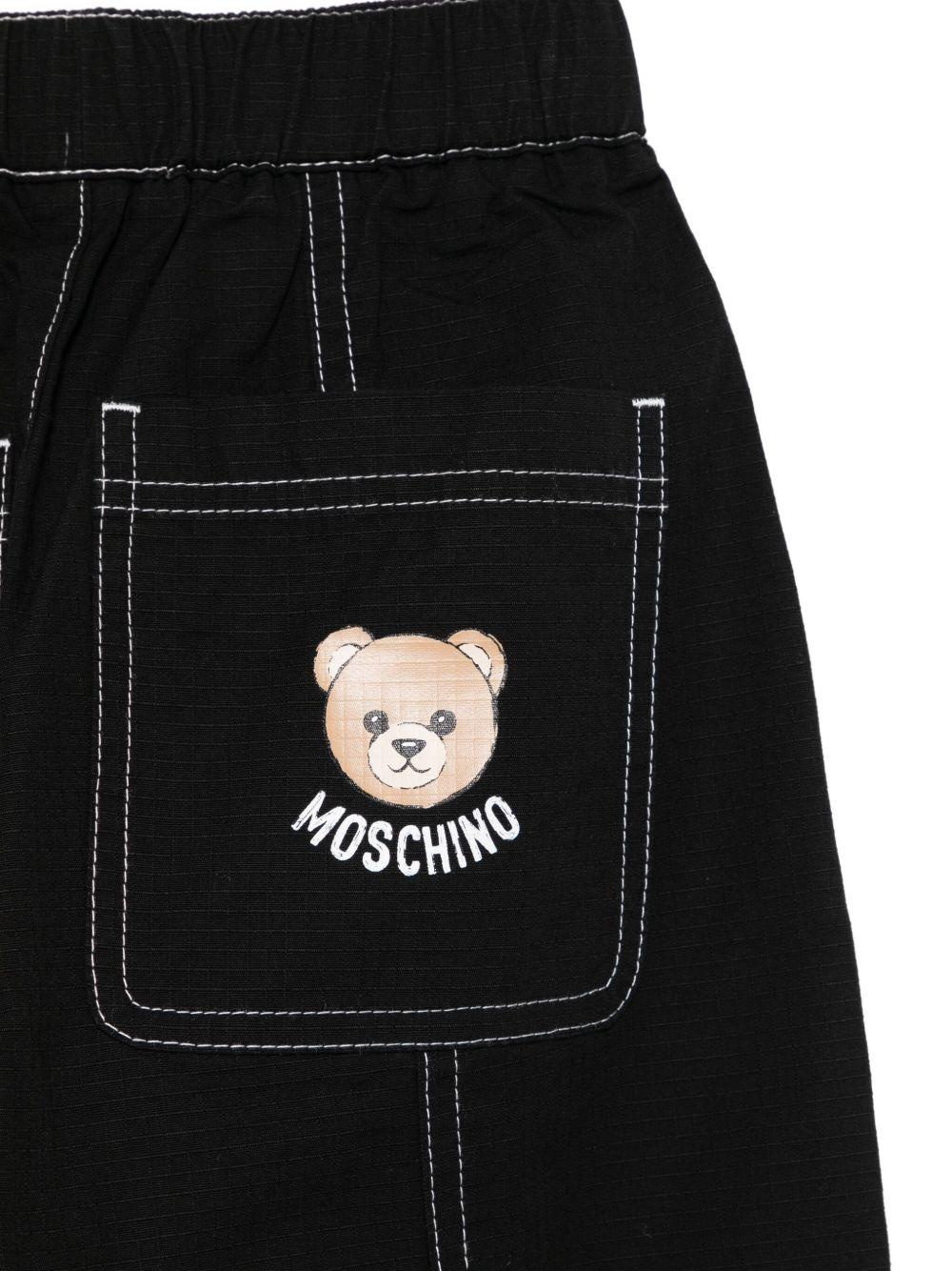 Pantaloni Neri con Cuciture a Contrasto HUP08JLZA24 60100 MOSCHINO KIDS 