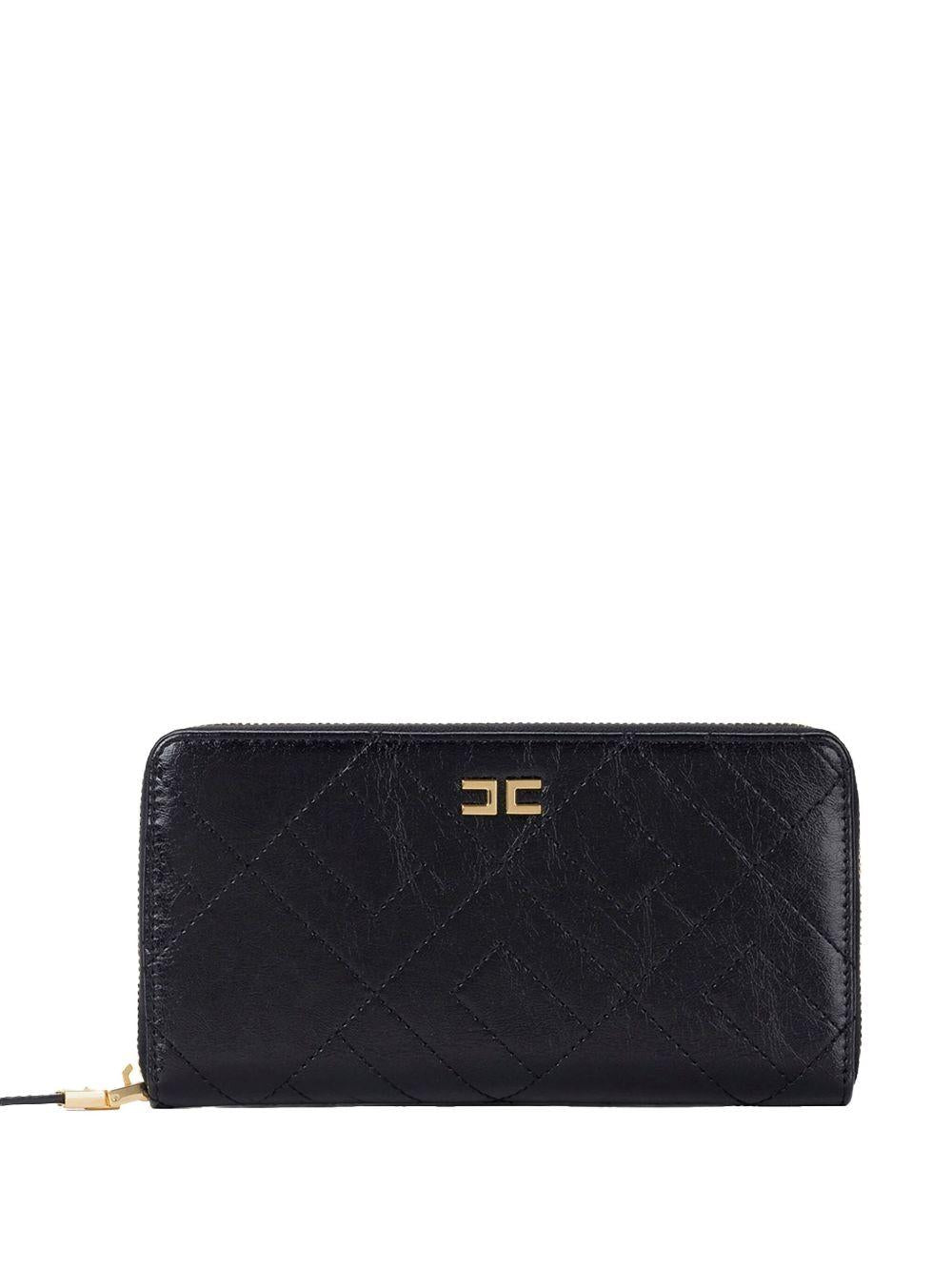 Portafoglio con zip e logo nero