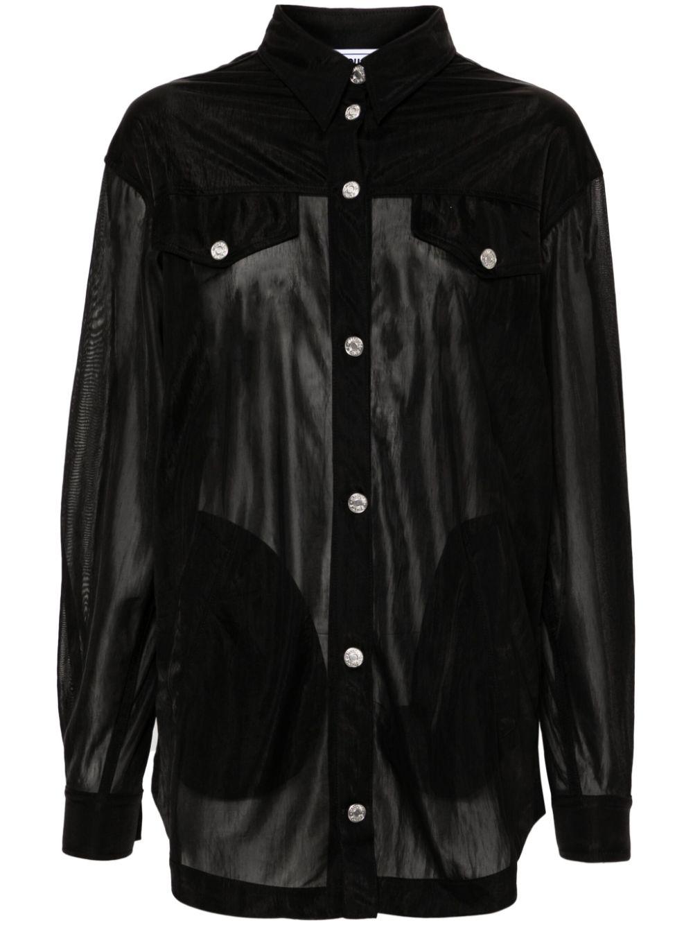 Camicia donna nera semitrasparente A02033266 0555 MOSCHINO JEANS 