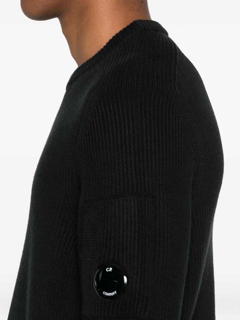 Maglione Nero in Cotone a Coste 19CMKN015A006608A 999 CP COMPANY 