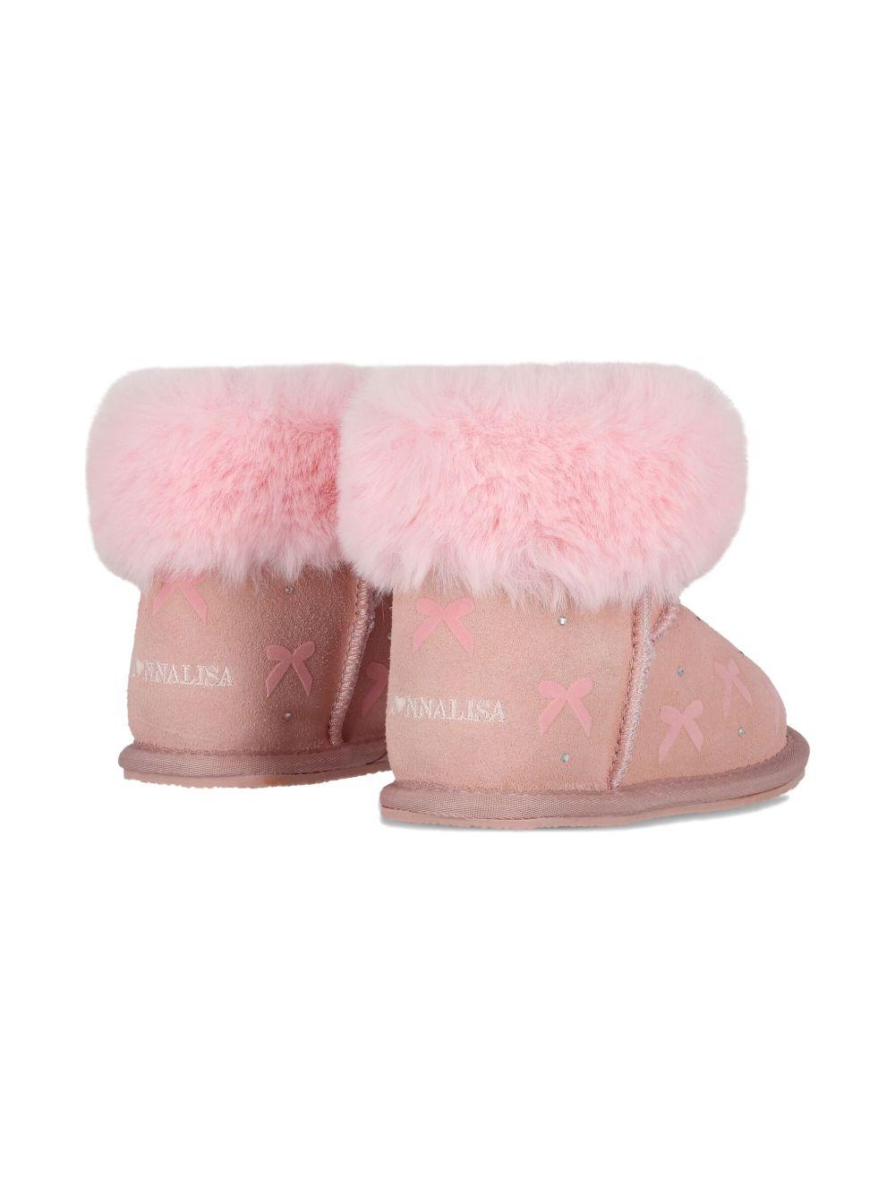 Stivali con Fiocco e Finiture in Pelliccia 83F0006702 091C MONNALISA KIDS 