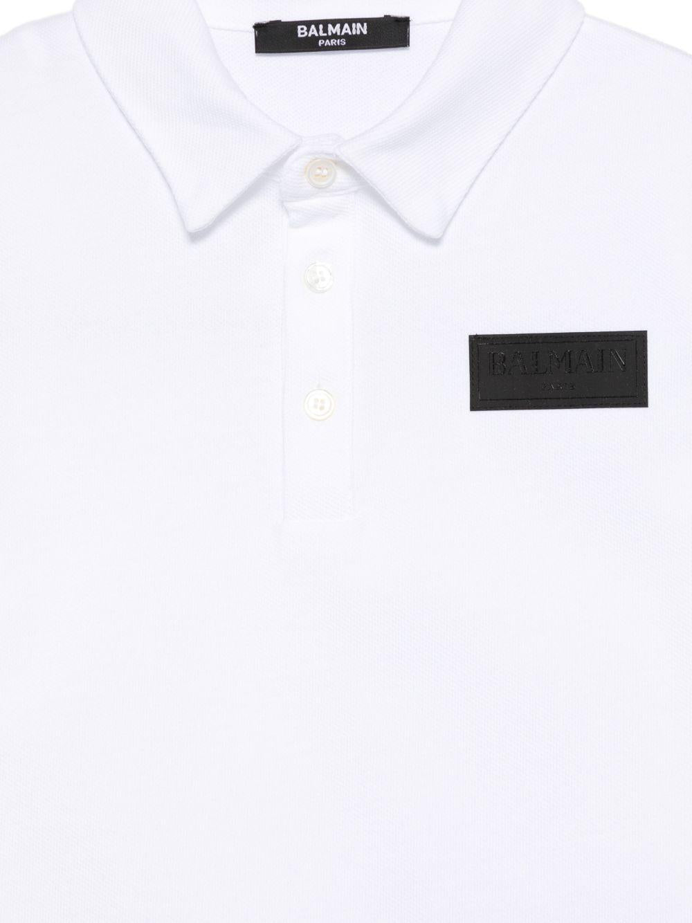 Polo in cotone a maniche corte BY8Q01Z3658 100NE BALMAIN KIDS 