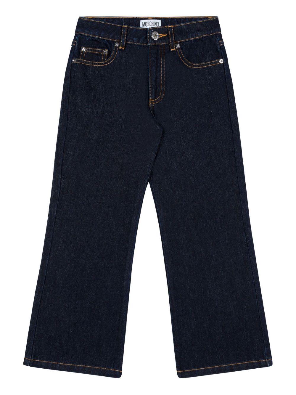 Jeans a zampa  lavaggio scuro HDP06KL0E36 40134 MOSCHINO KIDS 