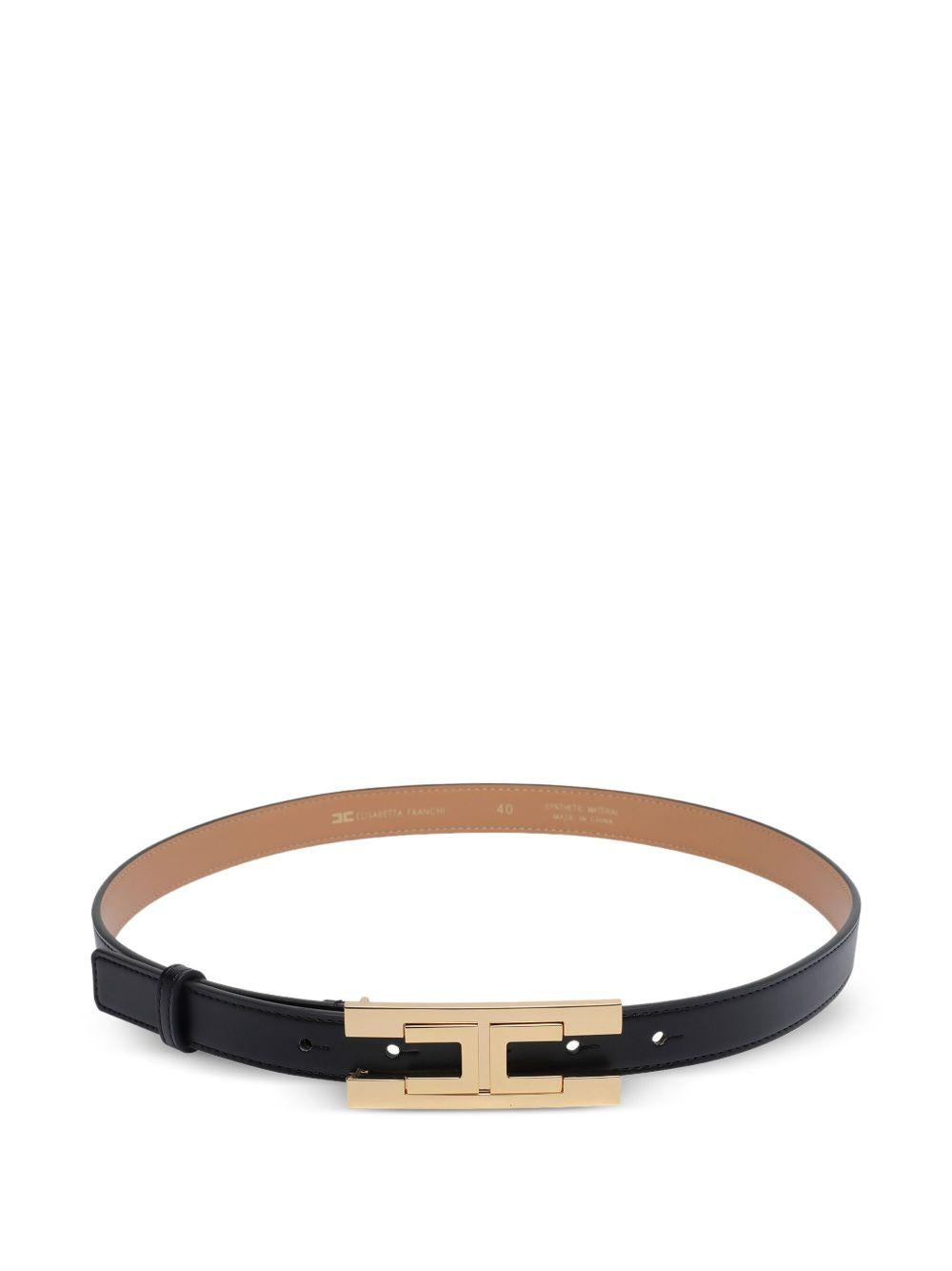 Cintura Nera con Fibbia Rettangolare Oro CT72S57E2 110 ELISABETTA FRANCHI 